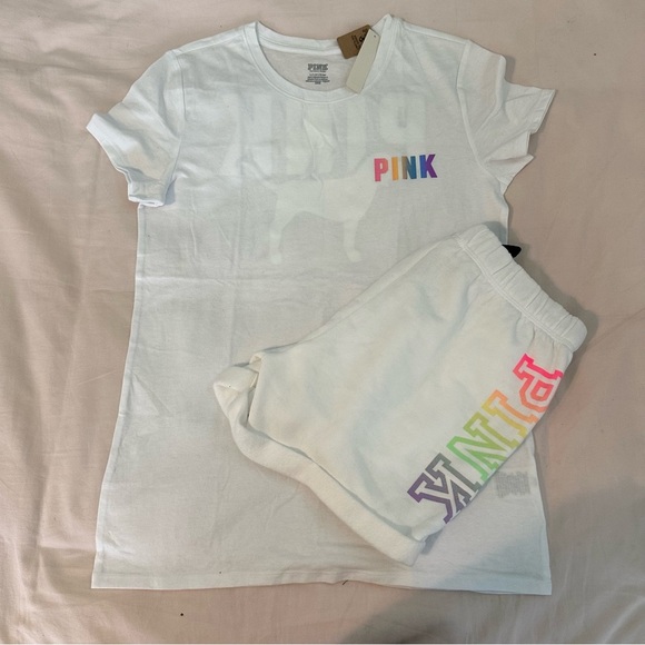 Victoria’s Secret PINK Campus T-Shirt and Boyfriend Shorts - Picture 1 of 6